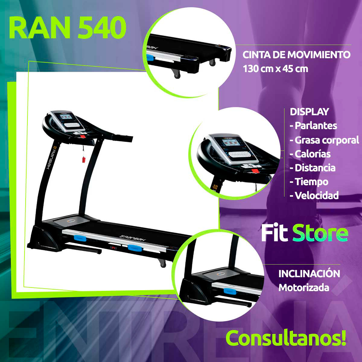 Cinta para Correr Ranbak 540 - Fit Store - Equipos Fitness Hogar